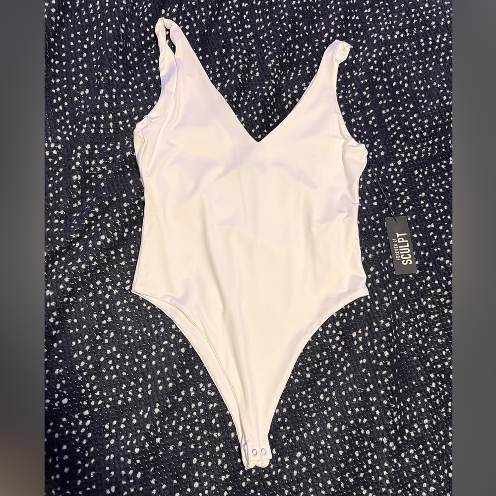 White Forever 21 Scuplt Bodysuit